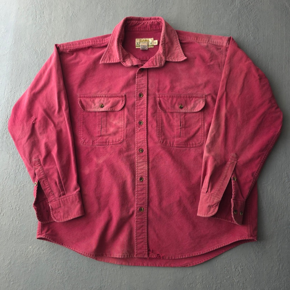 Vintage 2000s Cabelas Red Chamois Shirt XL Deerskin Soft Heavyweight Cotton